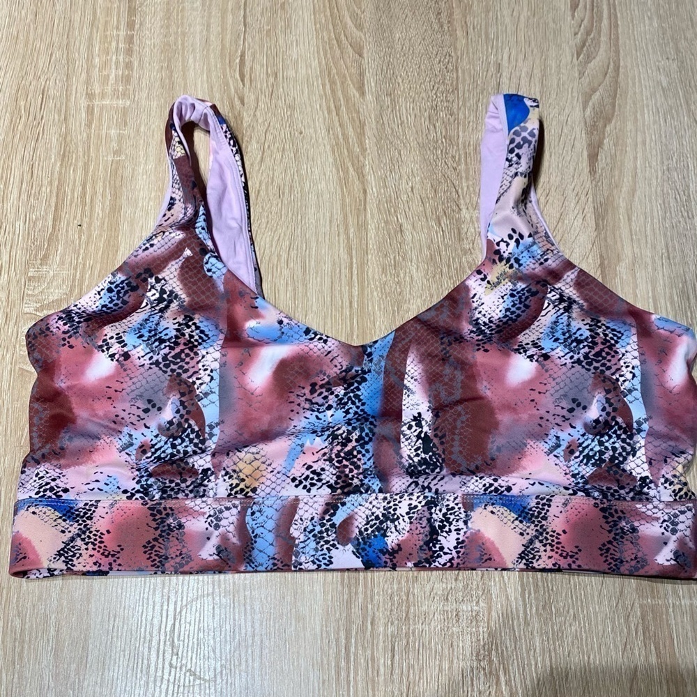 Rebdolls Plus Size Sports Bra - Purple & Blue Snake Print